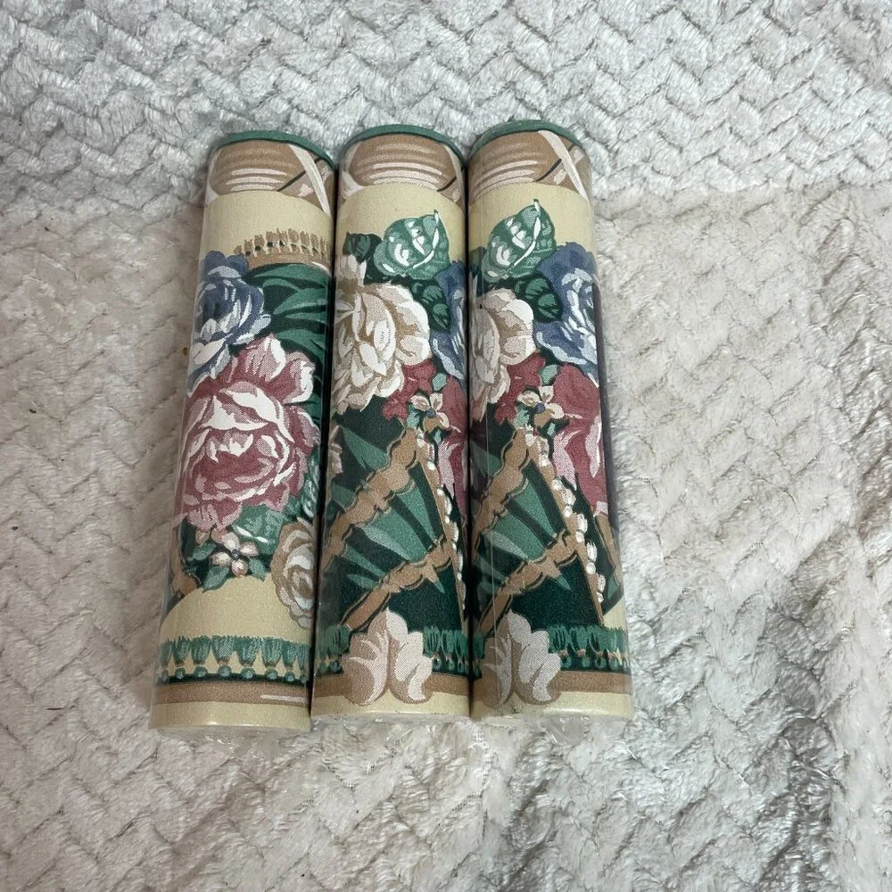 Vintage Graham Brown Luxury‎ Vinyl Wallpaper Border Roses on Tan Tassels 3 Rolls